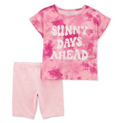 카터스 Little & Big Girls Sunny Days T-Shirt & Bike Shorts 2 Piece Set