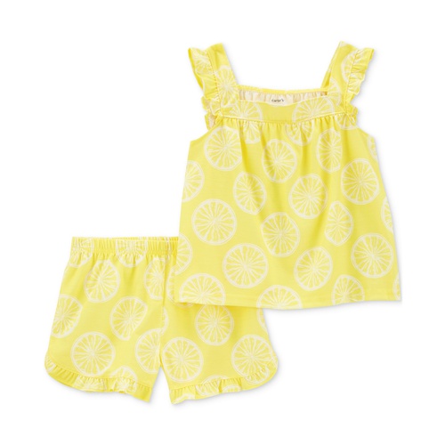 카터스 Little & Big Girls Lemon-Print Loose-Fit Pajamas Set 2 Piece Set