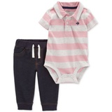 Baby Boys Striped Polo Bodysuit & Pants 2 Piece Set