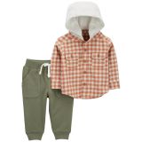 Carters 2-Piece Plaid Hooded Shirt & Fleece Pant Set