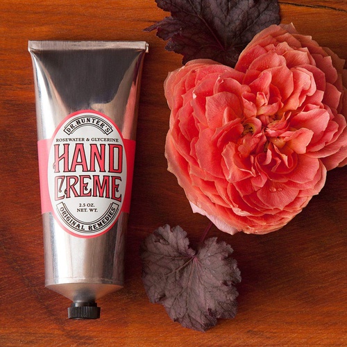  Caswell-Massey Dr. Hunters Hand Creme - Rose Water Natural Soothing Hand Cream With Glycerin, Shea Butter & Almond Oil Luxury Rosewater Hand Lotion - 2.5 Ounces, Cream/Pink