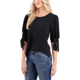 CeCe Short Sleeve Puff Sleeve Blouse w/ Ties