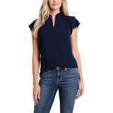 CeCe Short Sleeve Pin Tuck Ruffled Blouse