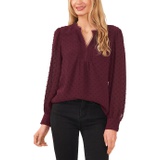 CeCe Long Sleeve Clip Top V-Neck Blouse with Pin Tucks