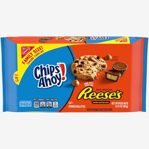  Chips Ahoy! Cookies with Reese’s Peanut Butter Cups Family Size 14.25 oz Packs, Chocolate Chip, 12 Count