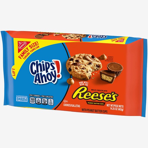  Chips Ahoy! Cookies with Reese’s Peanut Butter Cups Family Size 14.25 oz Packs, Chocolate Chip, 12 Count