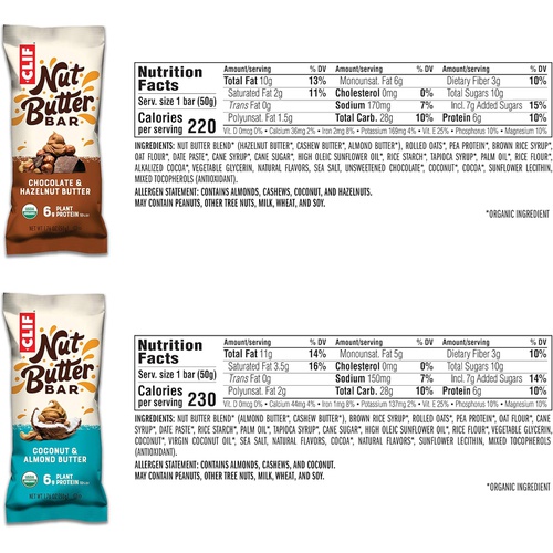  Clif Bar CLIF Nut Butter Bar - Organic Snack Bars - Variety Pack - Organic - Plant Protein - Non-GMO (1.76 Ounce Protein Snack Bars, 12 Count) (Flavors and Packaging May Vary)