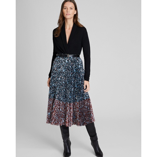 클럽모나코 Two-Tone Floral Pleated Skirt