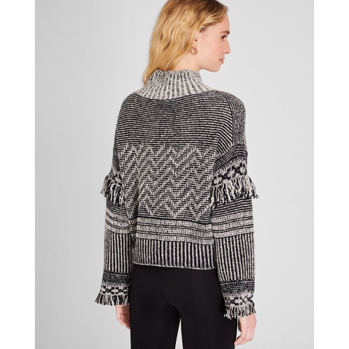 클럽모나코 Boucle Fringe Turtleneck Sweater
