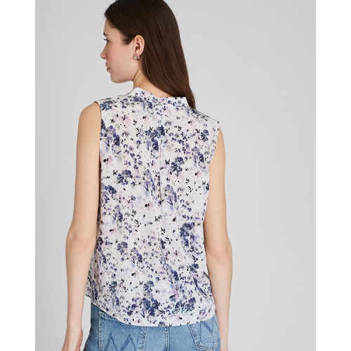 클럽모나코 Printed Sleeveless Silk Popover Shirt