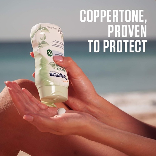  Coppertone Pure & Simple SPF 50 Sunscreen Lotion, Water Resistant, Hypoallergenic, Dermatologically Tested, Plus 100% Natural Botanicals,Broad Spectrum UVA/UVB Protection,White, 6