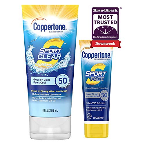  Coppertone Sport Clear SPF 50 Sunscreen Lotion, 5 Oz + Sport Face SPF 50 Sunscreen Lotion, 2.5 Oz, 7.5 Fl Oz