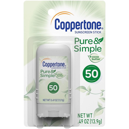  Coppertone Pure & Simple SPF 50 Lotion (6 Ounce) + Two Pure & Simple SPF 50 Stick Sunscreens (2x .49 Ounce), 6.49 Fl Ounce