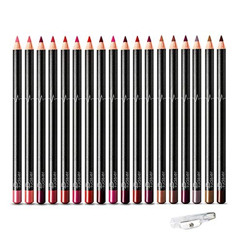  DC-BEAUTIFUL 18 Colors Lip Liners Pencil Set, Premium Waterproof Smooth Lip Pencils, Long Lasting Matte Makeup Lipliners with a Pencil Sharpener
