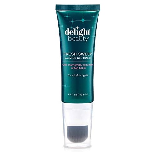  Delight Beauty Fresh Sweep Calming Gel Facial Toner  with Chamomile Cucumber Witch Hazel and Aloe to Soothe Pamper Purify and Refine Skin, 1.5 fl oz.