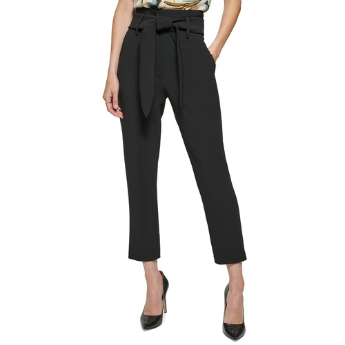 DKNY Womens Tie-Waist High-Rise Straigh-Fit Pants