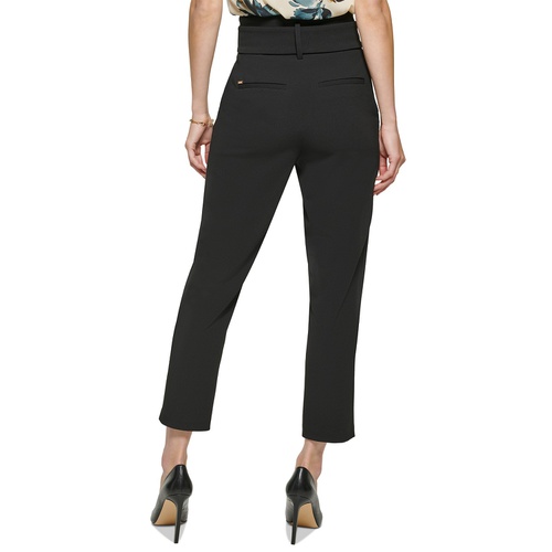 DKNY Womens Tie-Waist High-Rise Straigh-Fit Pants