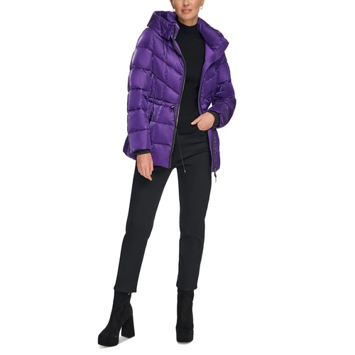 DKNY Womens Shine Hooded Puffer Coat