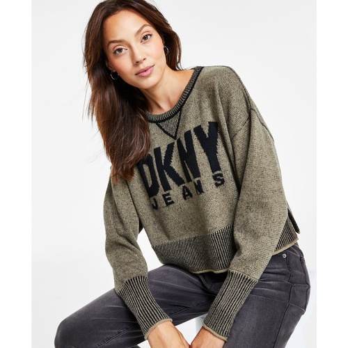 DKNY Womens Crewneck Long-Sleeve Logo Sweater
