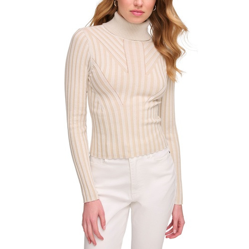 DKNY Womens Printed Turtleneck Long-Sleeve Sweater