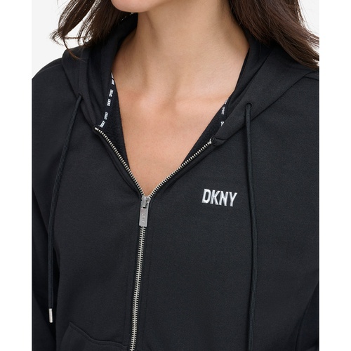 DKNY Womens Metallic Bubble Logo Long-Sleeve Hoodie