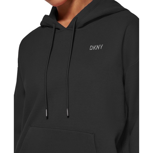 DKNY Womens Metallic Logo Fleece Hoodie