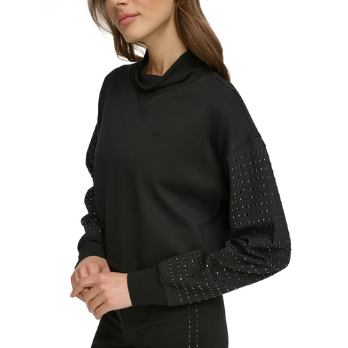DKNY Womens Rhinestone Cowlneck Sweatshirt