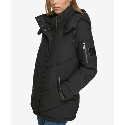 DKNY Womens Mid-Length Long-Sleeve Puffer Jacket