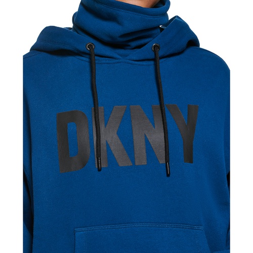 DKNY Womens Funnel-Neck Logo-Print Hoodie