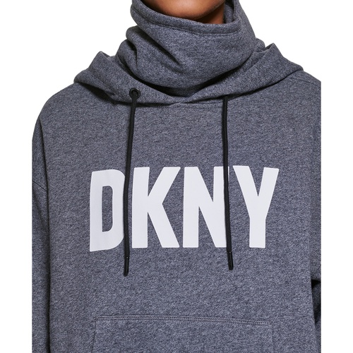DKNY Womens Funnel-Neck Logo-Print Hoodie