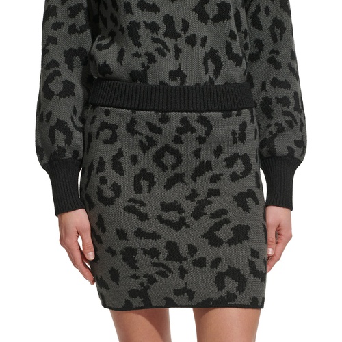 DKNY Womens Animal-Print Pull-On Mini Sweater Skirt