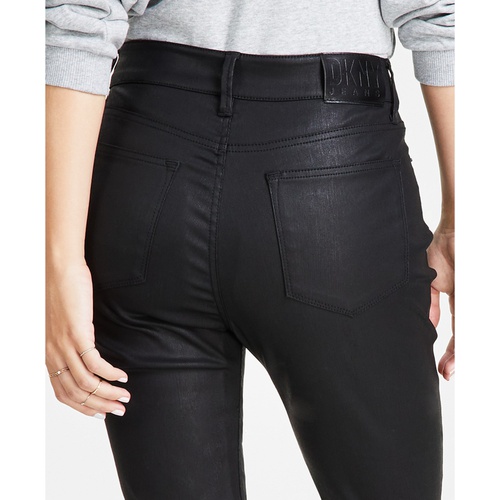 DKNY Womens Pocket Coated-Denim Skinny Jeans
