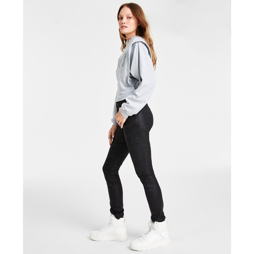 DKNY Womens Pocket Coated-Denim Skinny Jeans