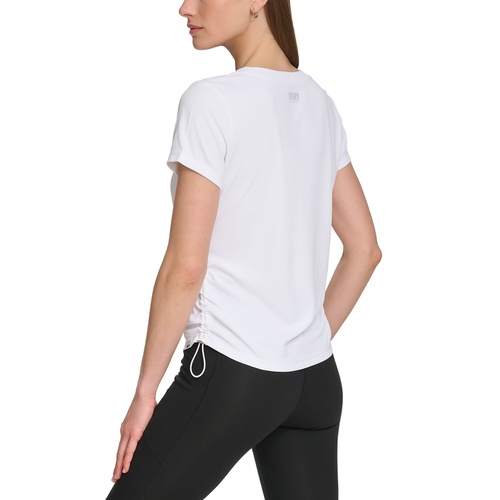 DKNY Womens Solid V-Neck Short-Sleeve Tech Top