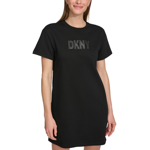 DKNY Womens Short-Sleeve Long Logo T-Shirt Dress