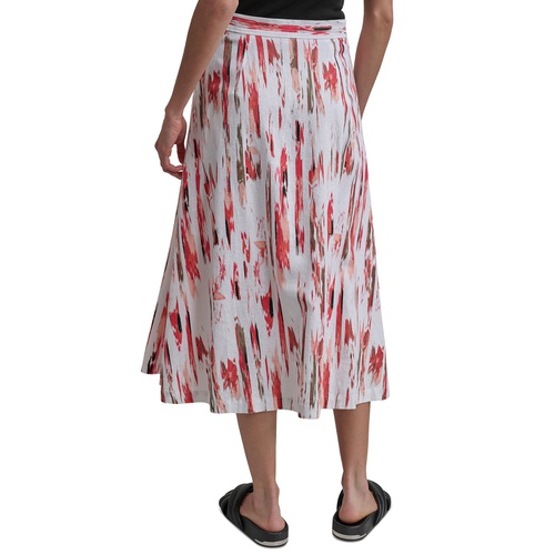 DKNY Womens Printed Midi Skirt
