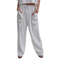 Womens Pull-On Mid-Rise Linen Cargo Pants
