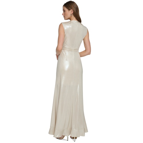 DKNY Womens Ruffled High-Low Gown
