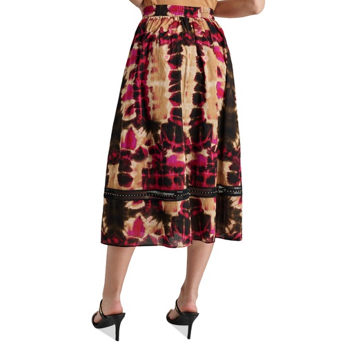DKNY Womens Printed Studded Cotton A-Line Skirt