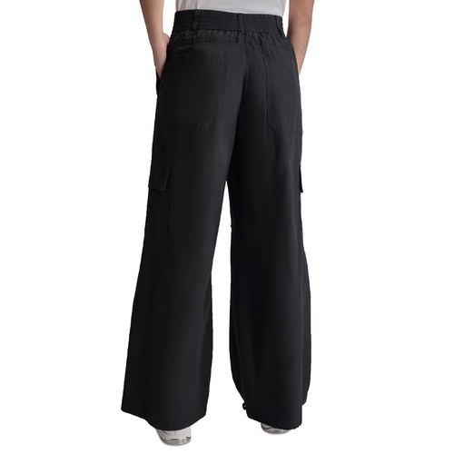DKNY Womens Smocked-Waistband Cotton Cargo Pants