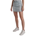 Womens Printed High-Rise Denim Miniskirt