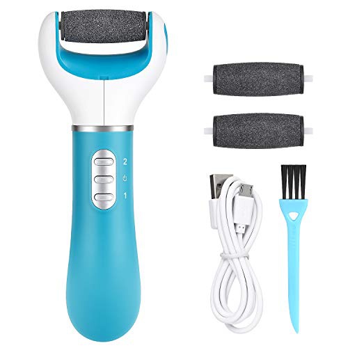  DMH Callus Remover for Feet, Portable Electronic Foot File Pedicure Tool, Dead Skin Remover for Feet, with 3 Rollers and 1 Cleaning Brush, Rechargeable (Blue)