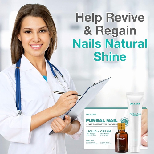  DR. LUKE Fungal Nail Treatment Kit, Nail Repair Solution & Nail Repair Cream, Effective Against Nail Infection Restores Discolored & Damaged Nails