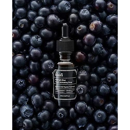  DearKlairs Dear, Klairs Midnight Blue Youth Activating Drop, 0.67 fl oz (20 ml) | Dual EGF, Peptides, Guaiazulene Adenosine, Night Serum, Watery, Light Texture