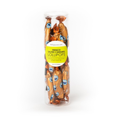  Deliciousness.com Pierrot Gourmand, Gourmet French Salted Caramel Lollipops, Gluten free, 50 calories (10-Pack)