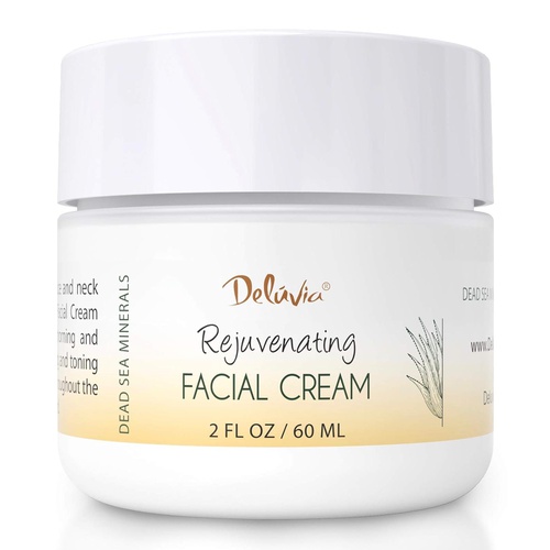  Deluvia Face Moisturizer Cream with Organic Aloe Vera, Organic Coconut Oil, Vitamin C, Vitamin E and Rosehip Oil. Daily Facial Lotion for Dry Skin, Sensitive Skin. Rejuvenating Facial Crea