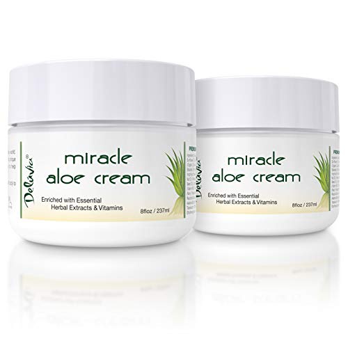  Deluvia Miracle Aloe Vera Moisturizing Cream Face and Body Moisturizer Lotion Day and Night Hydrating Soothing Skin Care for Dry, Aging, Sensitive Skin, Eczema, Psoriasis for Men and Women