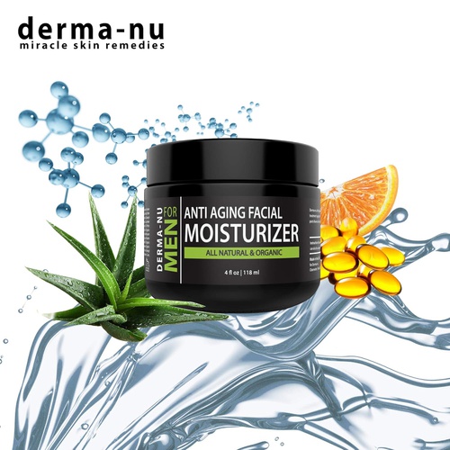  Derma-nu Miracle Skin Remedies Mens Moisturizer, Aftershave Lotion & Anti Aging Cream - Prevent Post Shave Irritation + Age Defense - All Natural - Derma-nu For Men - 4oz