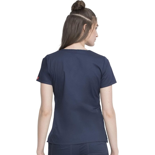 디키즈 Dickies Womens GenFlex Junior-fit V-Neck Scrub Shirt