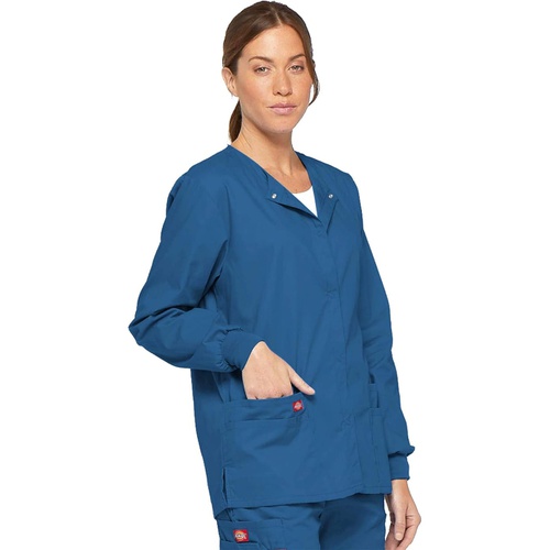 디키즈 Dickies Womens EDS Signature Scrubs Missy Fit Snap Front Warm-up Jacket